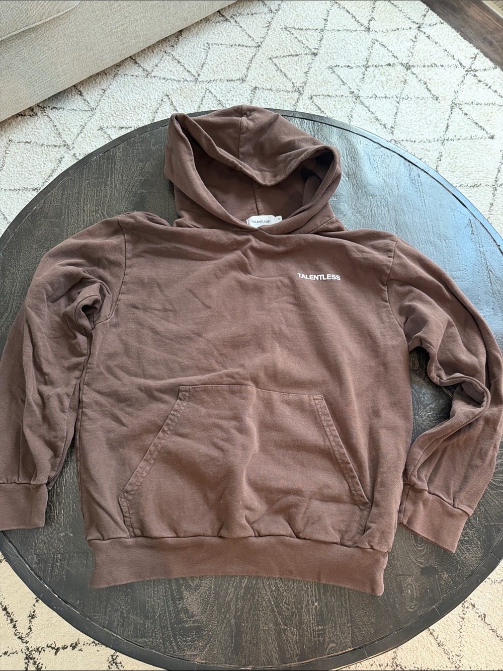 TALENTLESS Chocolate Brown Hooded Sweatshirt with Chest Logo